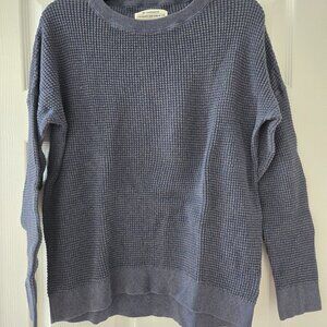 Blue Round Neck Cotton Sweater